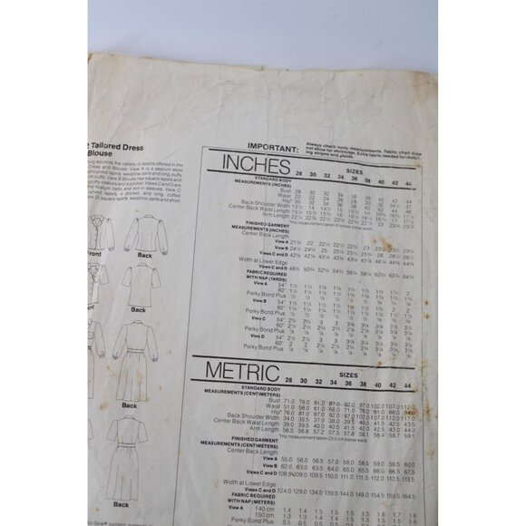 UNCUT Stretch & Sew Pattern 1572 Womens Tailored Dress Blouse Vintage 1979 93738 - Picture 5 of 5